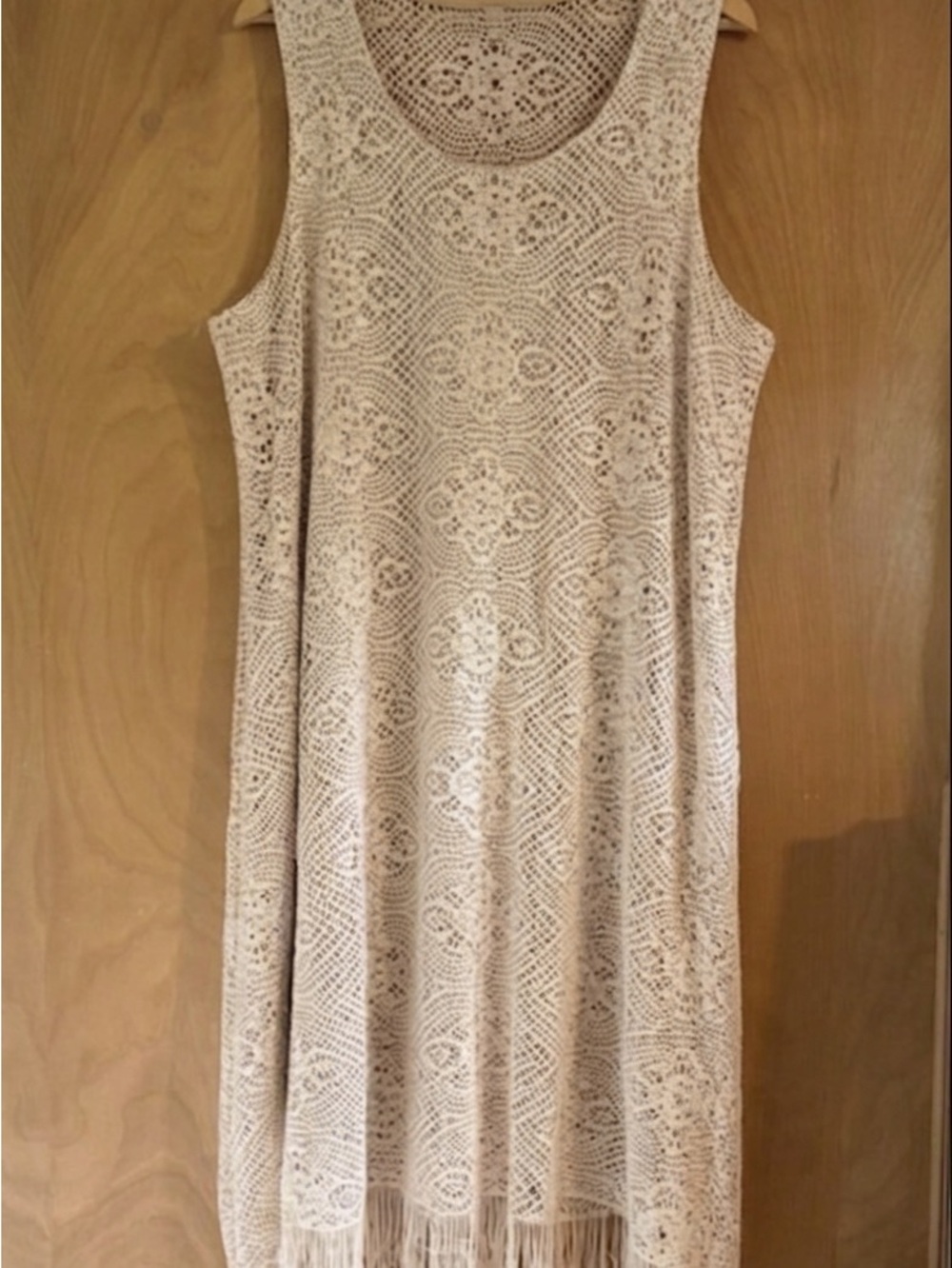 Sleeveless Cream Crochet Lace Shift Dress